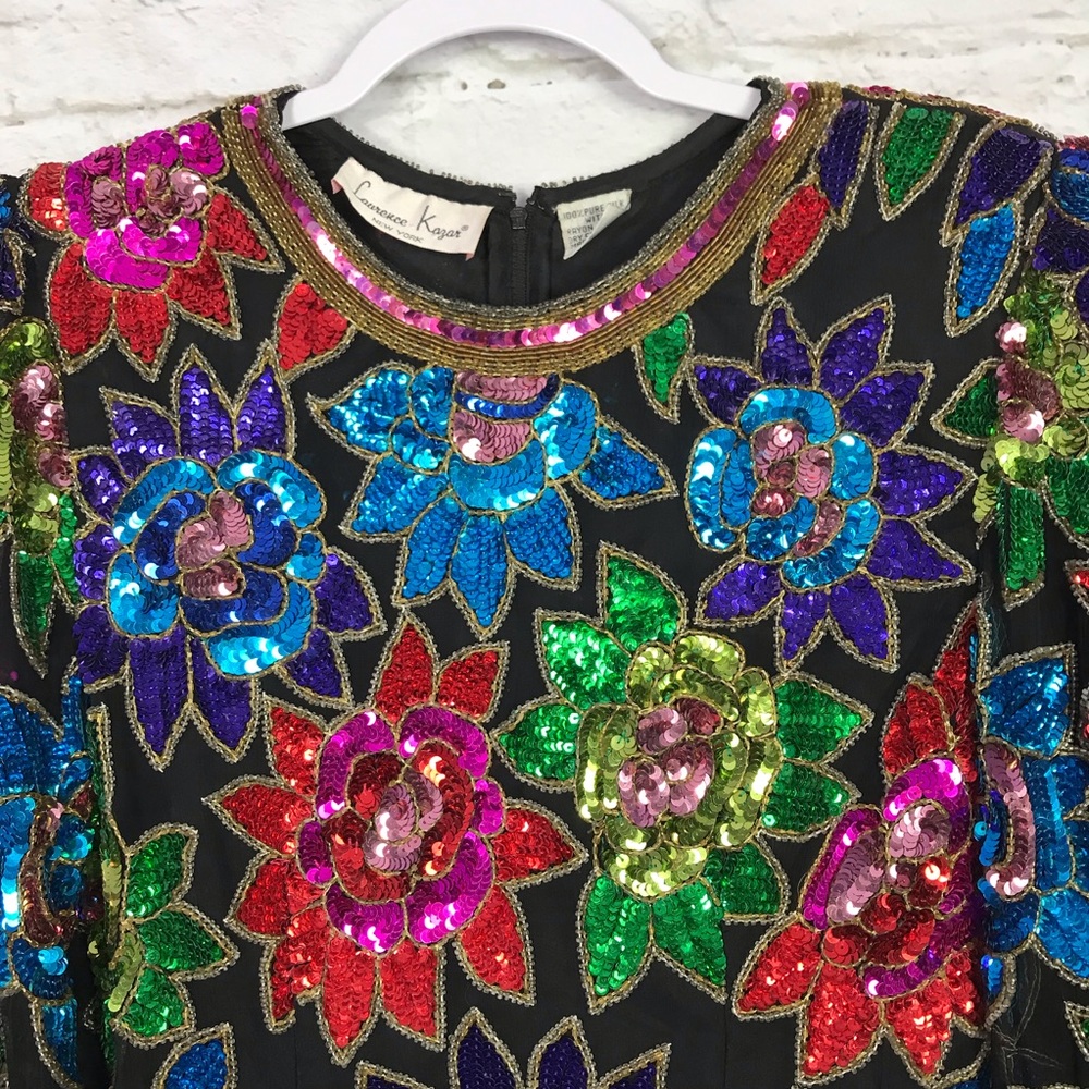 Laurence Kazar Vintage Sequin Rainbow Cocktail Top - Picture 2 of 8